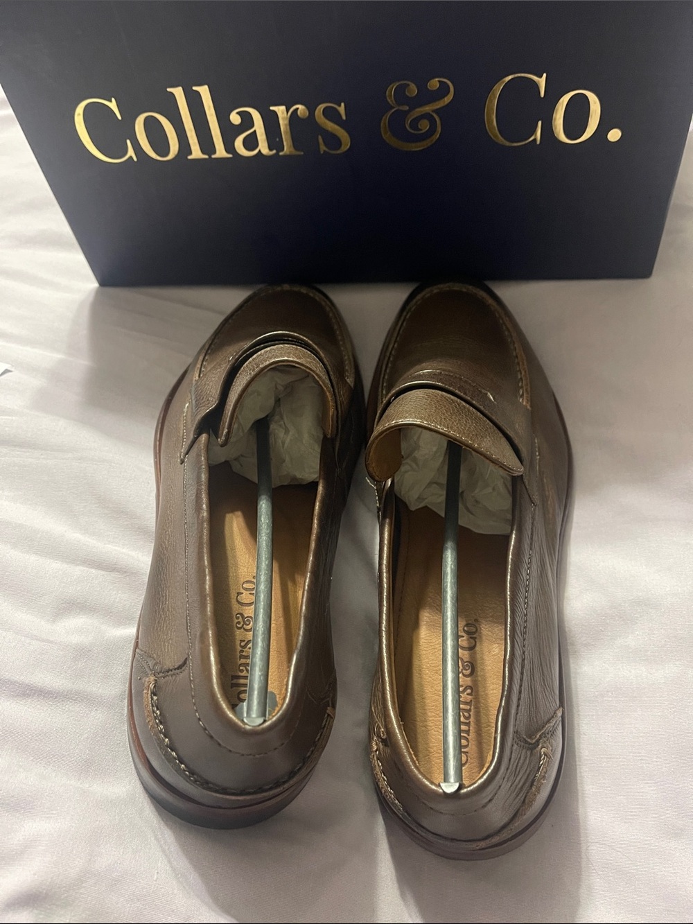 Collars & Co. Men's Brown Leather Penny Loafers
